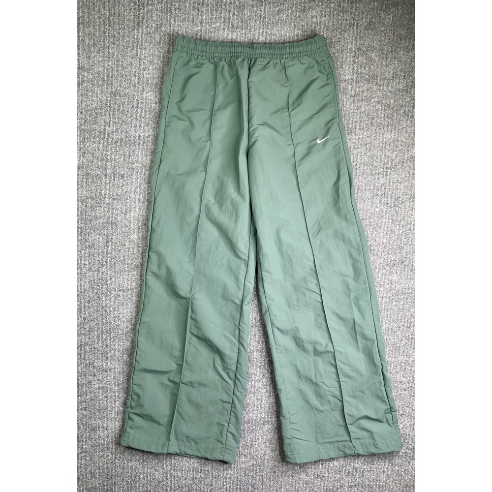 Nike‎ Woven Pants Womens L Green Wide Leg Sportswear Essential FQ3588-338